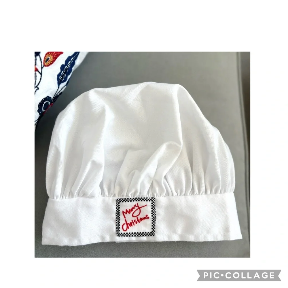 Kids Christmas Chef Hat White Adjustable Toque Holiday Baking Costume